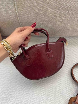 Jaseco Oval Kesim Çatlak Dokulu Mini Baget Çanta