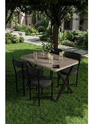 Bezos Mutfak Masası 4 Sandalyeli Set 110X70 cm Modern Bahçe Cafe Masa Takımı 4 Kişilik Tedy 9883 Anstrasit