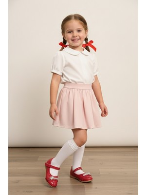 Walkenzo 5102 Kız Bebek Balerin Cırtlı & Taşlı Rugan Babet Ayakkabı