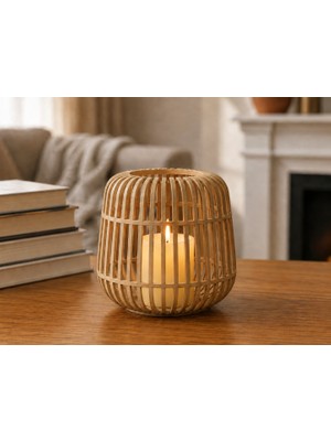 Bezos 3D Baskı Modern Kafes Tasarımlı Dekoratif Mumluk - Tealight Mumluk, Masaüstü Ev ve Ofis Dekoru-Kahverengi