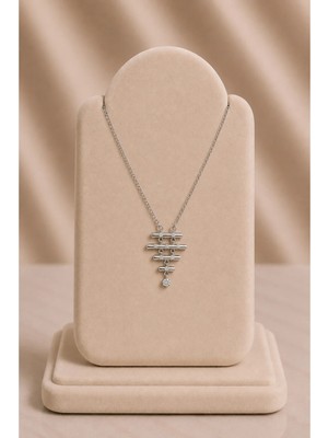 Mdm Style Taş Detaylı Katmanlı Silver Kolye