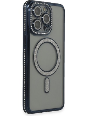 TeknoKapsül iPhone 15 Pro Kılıf Joke Simli Magneticsafe Kılıf - Lacivert