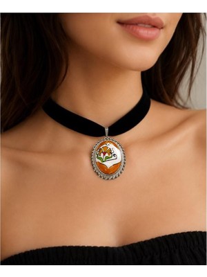 BijuStore Iznik Çini Desenli El Yapımı Vintage Kadın Choker