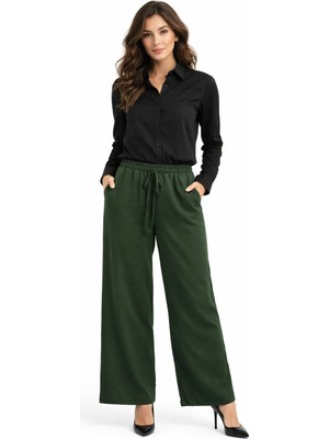 Kadın Beli Lastikli Bol Pantolon BGL-ST04216