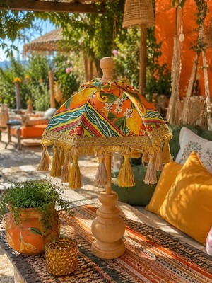 Missidea Solaris Orange Bohem Ledsiz Dekoratif Bali Şemsiyesi 50 cm
