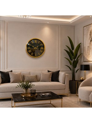 Hobilinka Gold Majestic Aynalı 40 x 40 cm Duvar Saati