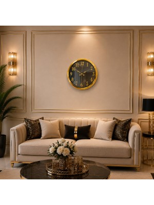 Hobilinka Gold Luxury Aynalı 40 x 40 cm Duvar Saati