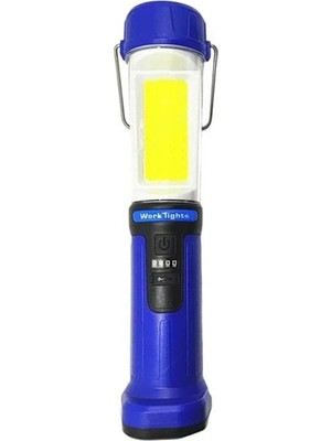 TeknoKapsül HK-802 Şarjlı 30 Beyaz + 20 Mavi-Kırmızı Smd LED / 55 Cob Ledli 5 Modlu Çalışma Lambası