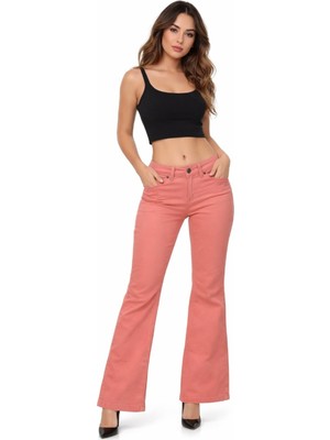 Brg Clothing Kadın Ispanyol Paça Fit Kanvas Pantolon BGL-ST05646