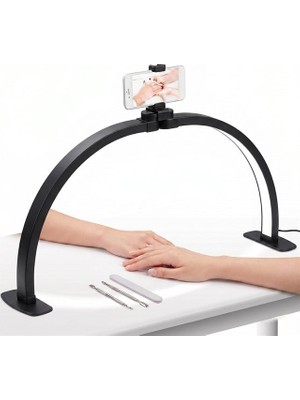 TeknoKapsül Trled F-550A Siyah 55CM Katlanabilir Yarım Ay Protez Tırnak ve Güzellik Uzmanı Masa Lambası Siyah