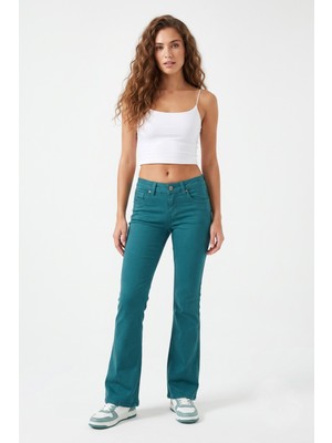 Brg Clothing Kadın Ispanyol Paça Fit Kanvas Pantolon BGL-ST05646