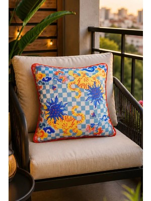 Dijital Baskılı Dekoratif Çift Taraflı Renkli Desen Kırlent Yastık Kılıfı 45X45 cm