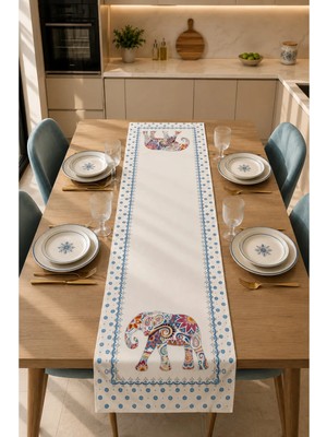 40X140CM Dokuma Leke Tutmaz Baskılı Tay Tüyü Kumaş Masa Örtüsü Dekoratif Runner Yıkanabilir