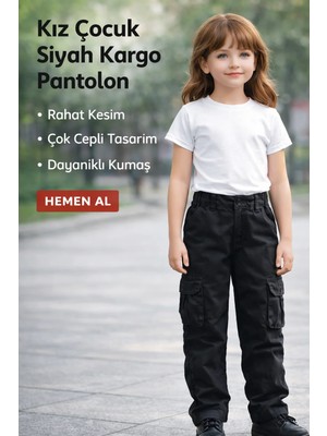 Almira Anne Bebek Kız Çocuk Kargo Cepli Bel Kısmı Lastikli Kot Pantolon