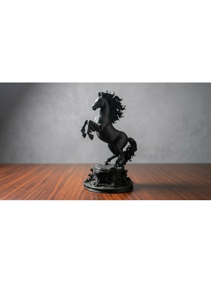 Modern Şahlanan At Heykeli - 3D Tasarım Masa Üstü Aksesuar, 12CM