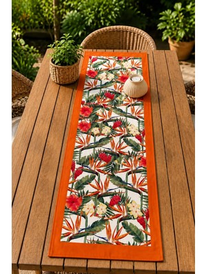 40X140CM Dokuma Leke Tutmaz Baskılı Tay Tüyü Kumaş Masa Örtüsü Dekoratif Runner Yıkanabilir