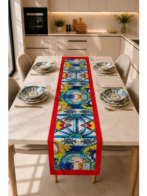 40X140CM Dokuma Leke Tutmaz Baskılı Tay Tüyü Kumaş Masa Örtüsü Dekoratif Runner Yıkanabilir