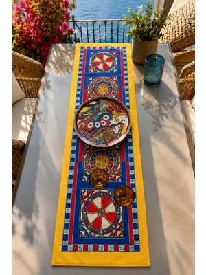 40X140CM Dokuma Leke Tutmaz Baskılı Tay Tüyü Kumaş Masa Örtüsü Dekoratif Runner Yıkanabilir