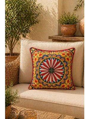 Dijital Baskılı Dekoratif Çift Taraflı Renkli Desen Kırlent Yastık Kılıfı 45X45 cm
