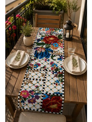 40X140CM Dokuma Leke Tutmaz Baskılı Tay Tüyü Kumaş Masa Örtüsü Dekoratif Runner Yıkanabilir