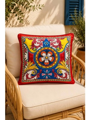 Dijital Baskılı Dekoratif Çift Taraflı Renkli Desen Kırlent Yastık Kılıfı 45X45 cm