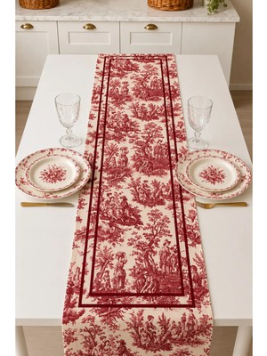 40X140CM Dokuma Leke Tutmaz Baskılı Tay Tüyü Kumaş Masa Örtüsü Dekoratif Runner Yıkanabilir