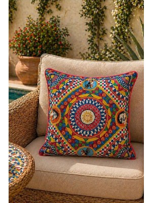 Dijital Baskılı Dekoratif Çift Taraflı Renkli Desen Kırlent Yastık Kılıfı 45X45 cm