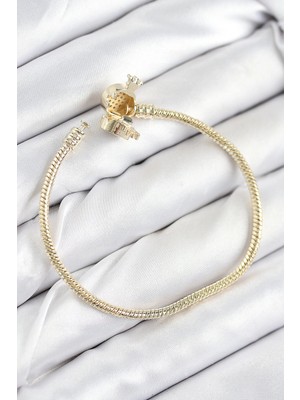 Kentex Mey Ithalat® Pirinç Charm Zirkon Taşlı Taç Model Gold Renk Kadın Bileklik