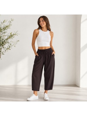 Kadın Tencel Mom Kalıp Pantolon