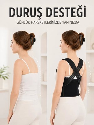 Nemere İthalat Postür Dik Duruş Korsesi Sırt Destekli Ayarlanabilir Lastikli Bel Korsesi Nemere Ithalat