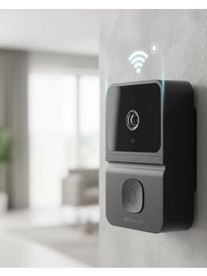 Şarjlı Kameralı Kapı Zili Siyah Yeni Nesil Midastech