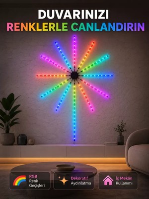 Rgb LED Duvar Aydınlatması Telefon Kontrollü Dekoratif Ortam Işığı Midastech