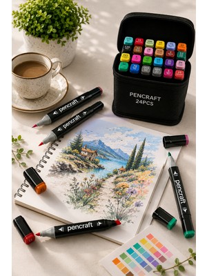 Pencraft 24’lü Profesyonel Marker Boya Kalem Seti, Proje,mimarlık Çizim Seti