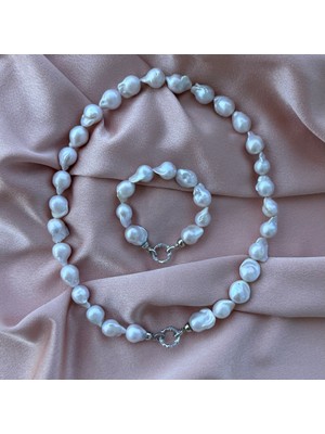 İncie Beyaz Barok Inci Set