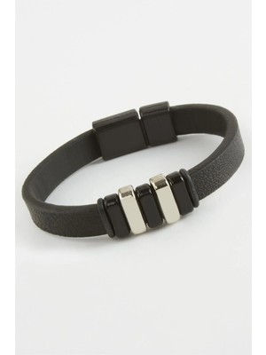 Zero Land Aconcept Mıknatıslı  Deri Bileklik Siyah