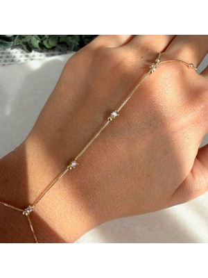 Nes Design Taşlı Minimal Gold Şahmeran