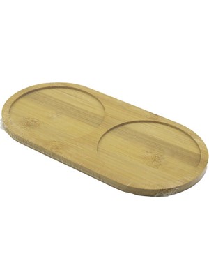 TeknoKapsül 2 Bölmeli Oval Ahşap Bambu Yağdanık Altlık 12X24X0.8CM