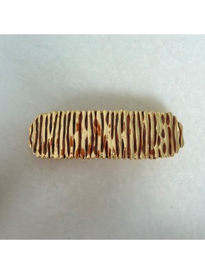 Nes Design Mineli Çizgili Gold Metal Otomatik Toka - Kahve
