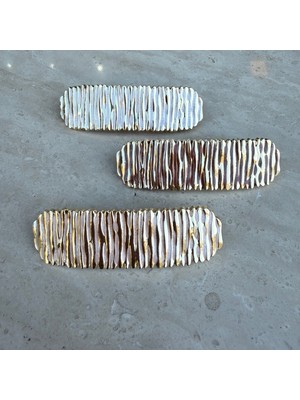 Nes Design Mineli Çizgili Gold Metal Otomatik Toka Pembe