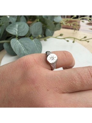 Nes Design Kutup Yıldızı Serçe Parmak Yüzüğü -Silver