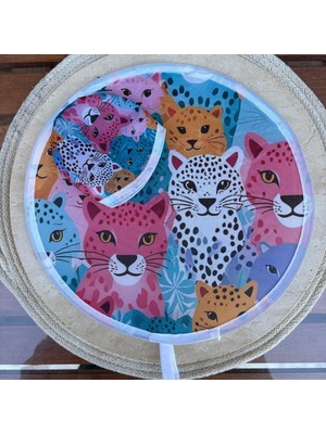 Nes Design Leopar Desenli Yelpaze