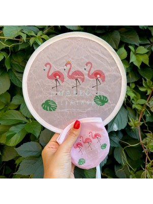 Nes Design Filamingo Desenli Pembe Yelpaze