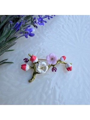 Nes Design Renkli Çiçek Dalı Broş