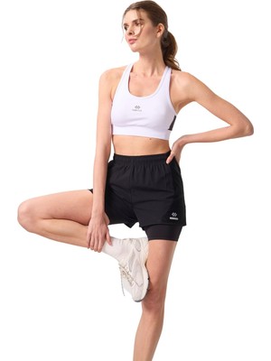 1001 Tommylıfe Siyah Gizli Cep Fermuarlı Standart Kalıp Içi Taytlı Şort, T17BY-91015