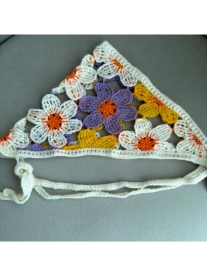 Nes Design Çiçek Figürlü Örgü Bandana