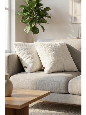 1001 Teddy Puffy Kırlent Kılıfı 2'li 43X43 Beyaz