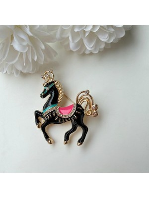 Nes Design Siyah Pony Broş