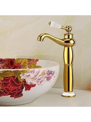 1001 Yüksek Çanak Rustik Lavabo Bataryası Vintage Altın KSL100-G