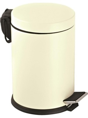 1001 Premium Serisi 5 Litre Hacimli Paslanmaz Banyo-Mutfak Pedallı Çöp Kovası Krem, 5l