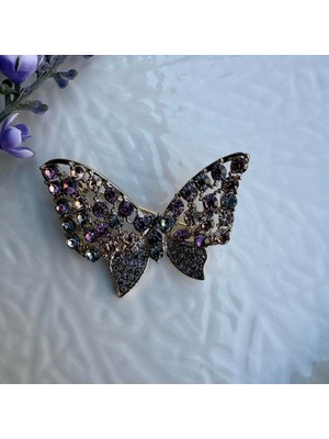Nes Design Kelebek Broş (Mor Taşlı)